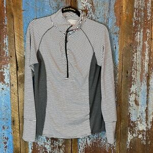 SOYBU | Striped Athletic Pullover 3/4 Zip Workout Long Sleeve Top Size L